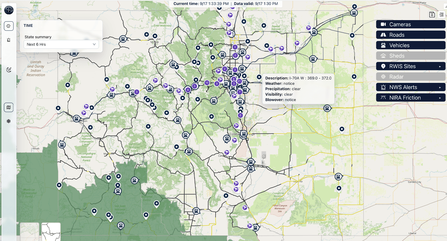 Interactive Colorado map showing road segment forecasts